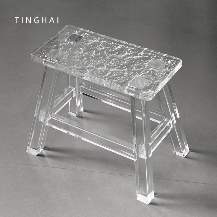 Nordic Furniture,Stone Patterned Acrylic Stool,Transparent Shoe Changing Stool,Creative Footstool,Leisure Seat Chair,Customized