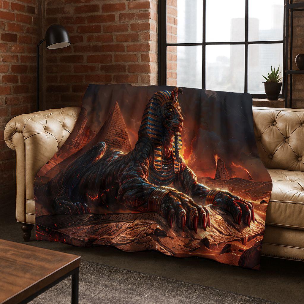 Ancient Egyptian Gods Dead Anubis Pharaoh Tutankhamun Mask Flannel Blanket,Cozy Soft Throw Blanket for Home Bedroom Bed Sofa Kid
