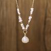 Amethyst Necklace Water Drop Cut Tiger's Eye Stone Pendant Clavicle Chain Niche Bohemian Women's Versatile Jewelry
