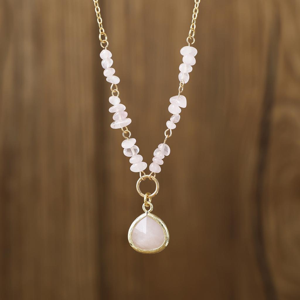 Amethyst Necklace Water Drop Cut Tiger's Eye Stone Pendant Clavicle Chain Niche Bohemian Women's Versatile Jewelry