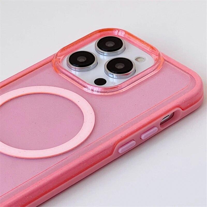 Магнитный чехол с флуоресцентным блеском для IPhone 15 14 Pro Max 12 11 Pro Max, прозрачный силиконовый бампер ярких цветов, чехол для беспроводной зарядки