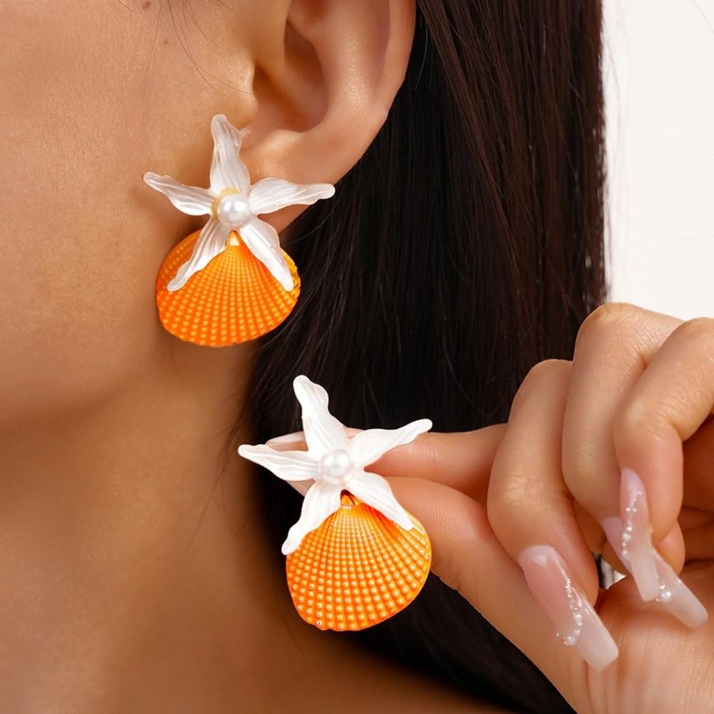 Scallop Starfish Stud Earrings Bohemian Starfish Pendant Earrings Fashion Shell Drop Earrings Gift