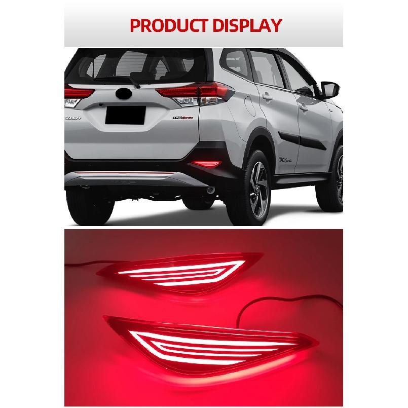 2PCS Auto LED Reflector For Toyota Rush 2018 2019 2020 Rear Fog Lamp Brake Light Rear Bumper turn signal Lamp