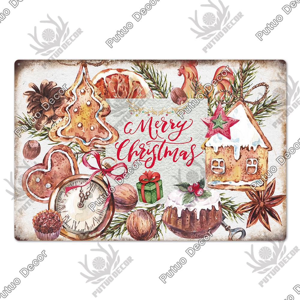 Decor Christmas Vintage Tin Sign Plaque Metal Retro Plate Poster for Club Living Room Kitchen Home Wall Art Decoration