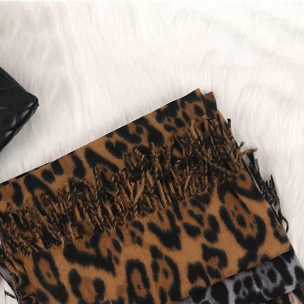 Windproof Tassels Shawl Leopard Lady Scarves Wraps Fashion Winter Warm Scarf for Women Man