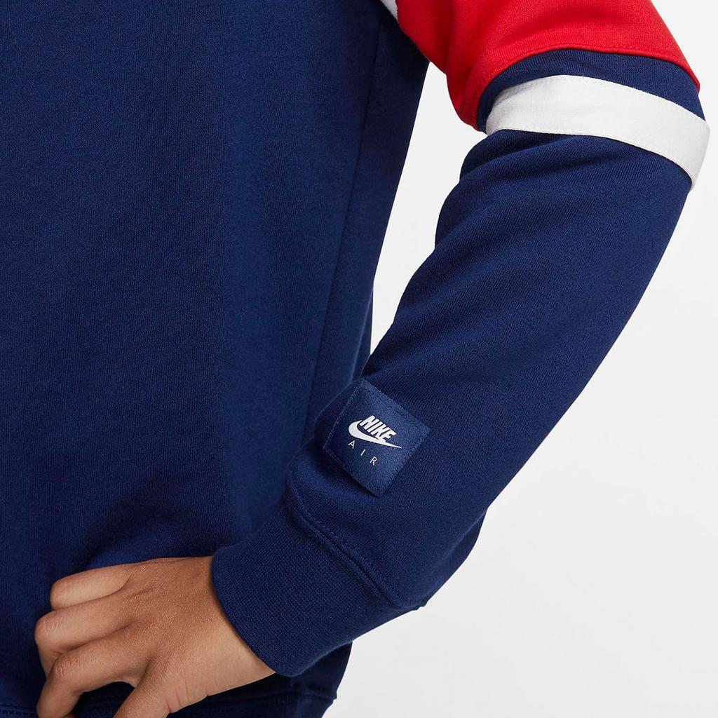Nike Color Block Letter Crew Neck Sports Casual Sweatshirt Kids Tops Blue BV3591-492