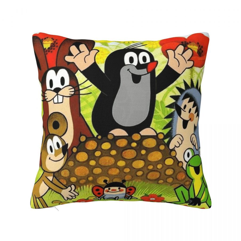 Cute Happy Mole Krtek Square Pillowcase Pillow Cover Polyester Cushion Decor Comfort Throw Pillow for Home Car