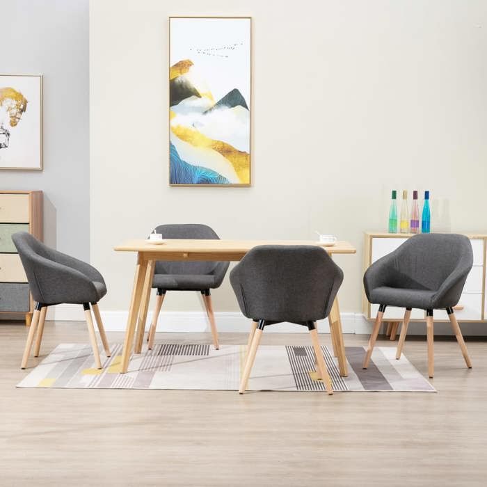 Maison Exclusive - Chaises à manger lot de 4 gris foncé tissu