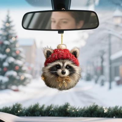 Зимнее акриловое украшение для подвешивания в виде кошки, Рождественская елка, Вязаная шапка, Котенок, Собака, Кролик, Ежик, Подвесное украшение, Подвеска в виде животного