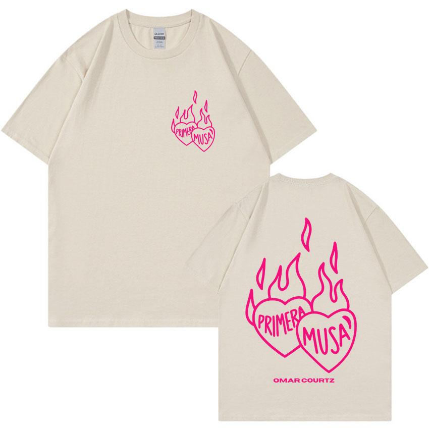 2025 Pop Rapper Omar Courtz Primera Musa Heart Harajuku Graphic T-shirt Men's Hip-hop Loose T-shirt Summer Short Sleeve