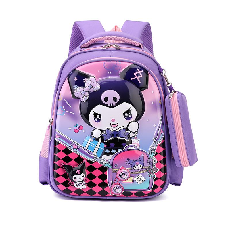 Kuromi Cartoon School Backpack With Oxford Fabric For Elementary School Kids