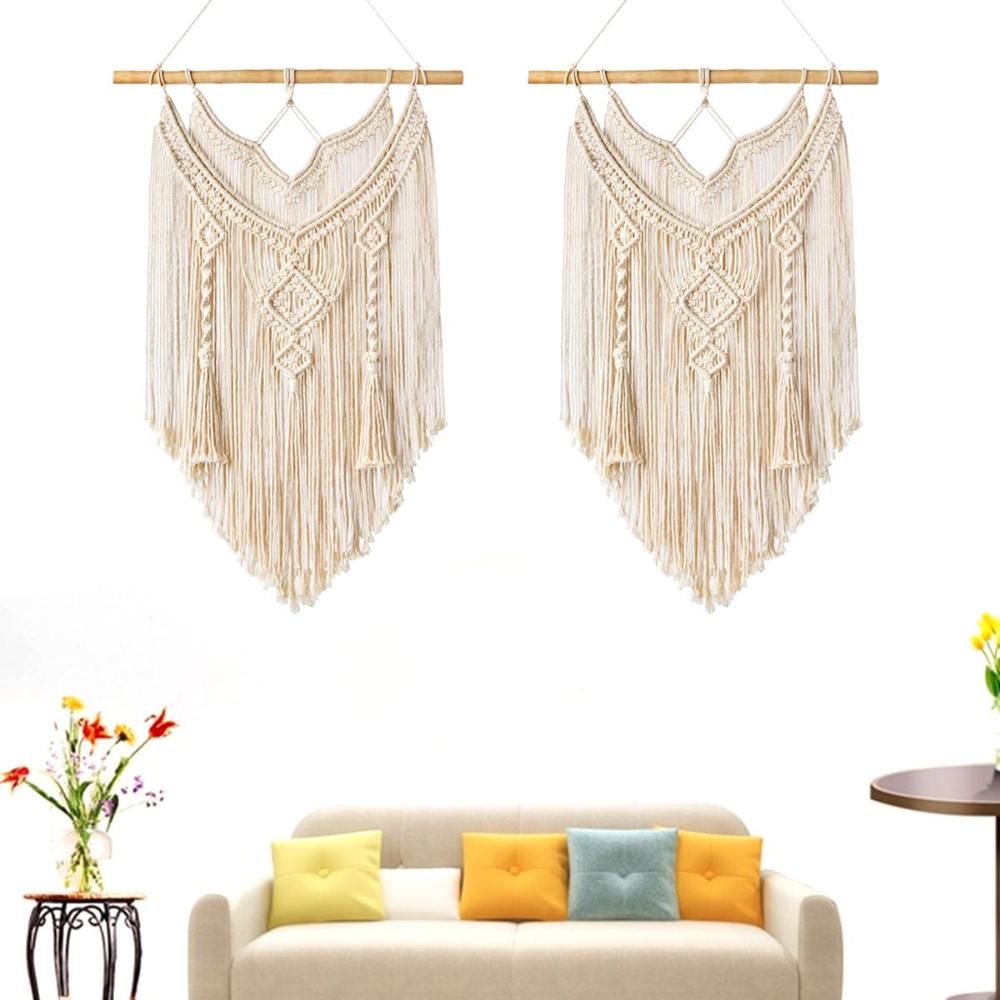 Wall Art Wooden Boho Chic Bohemian Macrame Tapestry Wall Hanging Blanket