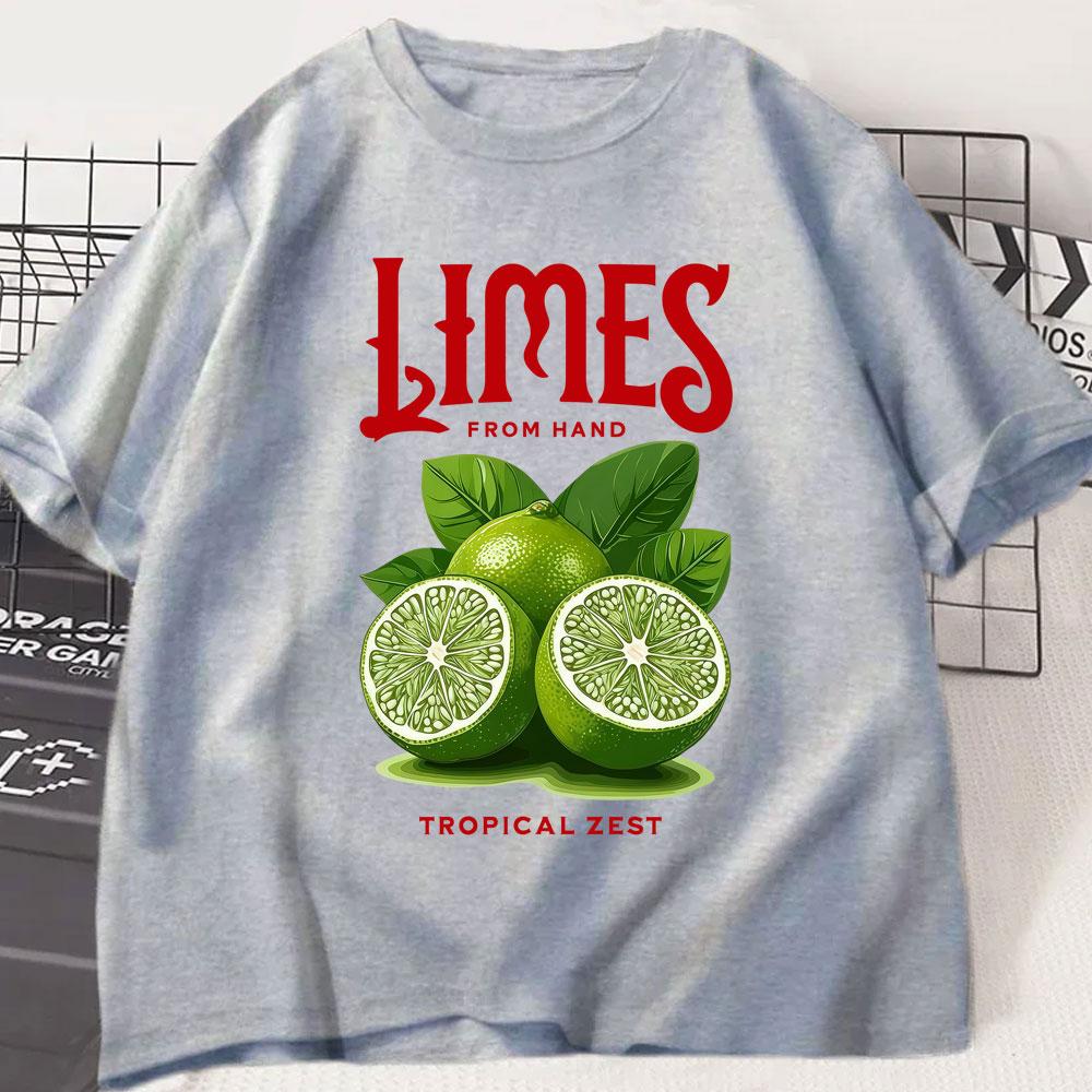 Funny Limes From Hand Tropical Zest Graphic Tshirts Unisex Unisex Fashion Aesthetic Y2k T Shirts Oversized Cotton Casual Tees Gifts