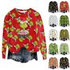 Women's Fashion Round Neck Pullover Top Long Sleeve Tee Christmas Printed Sweatshirt