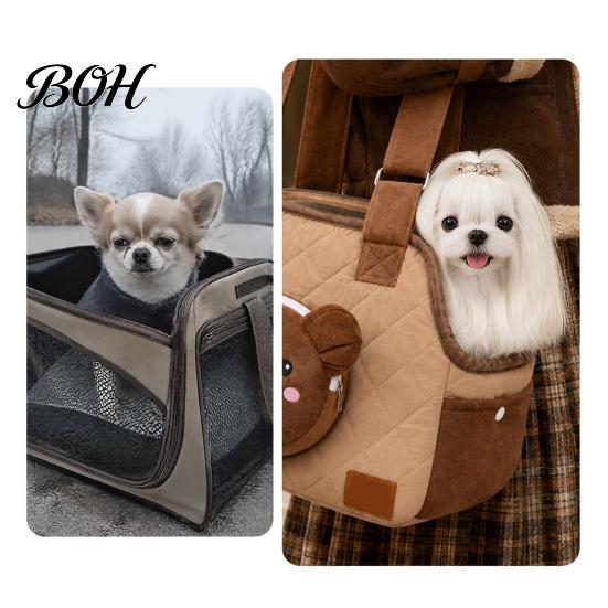 Pet Carrier with Safety Buckle Quilted Cat Purse, Breathable Shoulder Bag, Mesh Window, Zipper Closure, Buckle, Small Dog Travel Bag Cute Bear