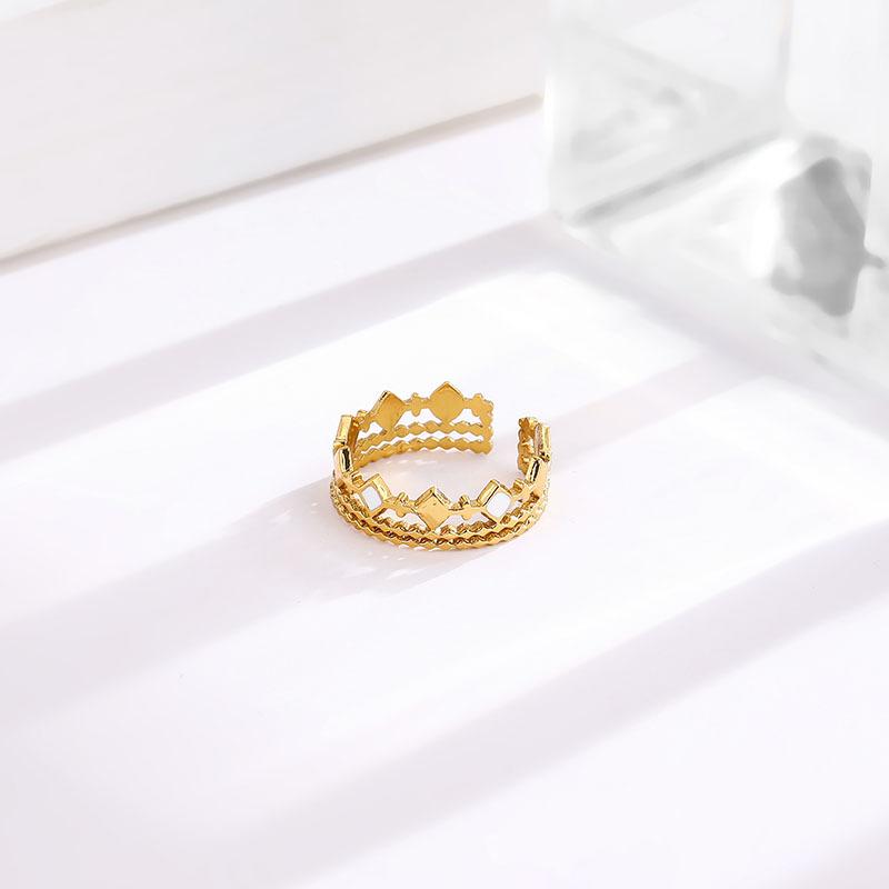 Simple Temperament Diamond-shaped Opening Adjustable Titanium Steel Ring Women's Versatile Light Luxury Trendy Accessory