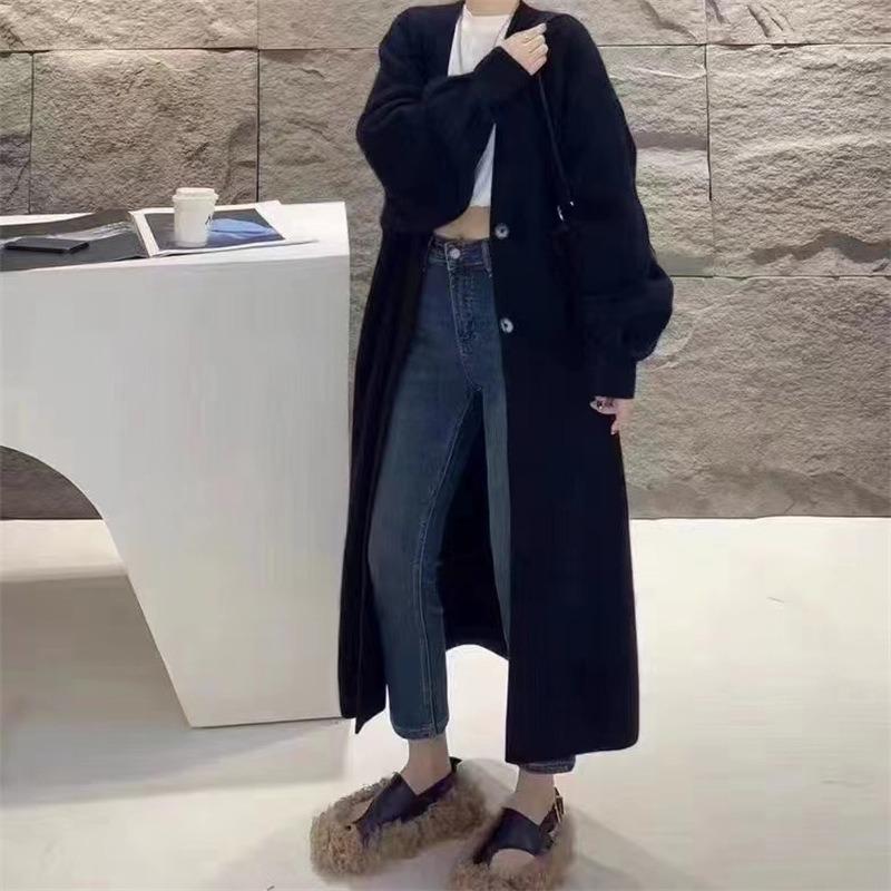 Autumn and Winter Women's Cardigan Sweater Jumper Long Jumper Jacket Lazy Wind Big Yards Thick Knitted Cardigan