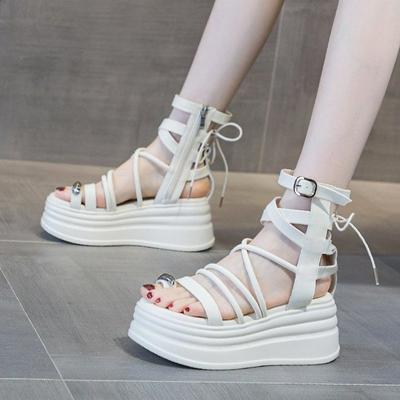 Модные женские босоножки на танкетке 2024 года, летние босоножки на платформе, гладиаторские туфли, женские удобные повседневные босоножки на среднем каблуке, zapatos mujer