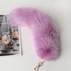 Furry for Keychain Oversized Fox Hair Cuestion Silver Blue Fox Tail Accessories Lady Bag Charm Car Keychain for Women