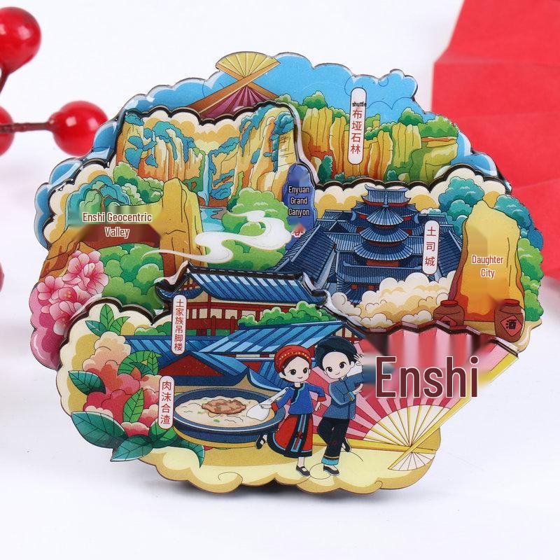 Национальный город Живописный Мультяшный Деревянный Эпоксидный Магнит на Холодильник