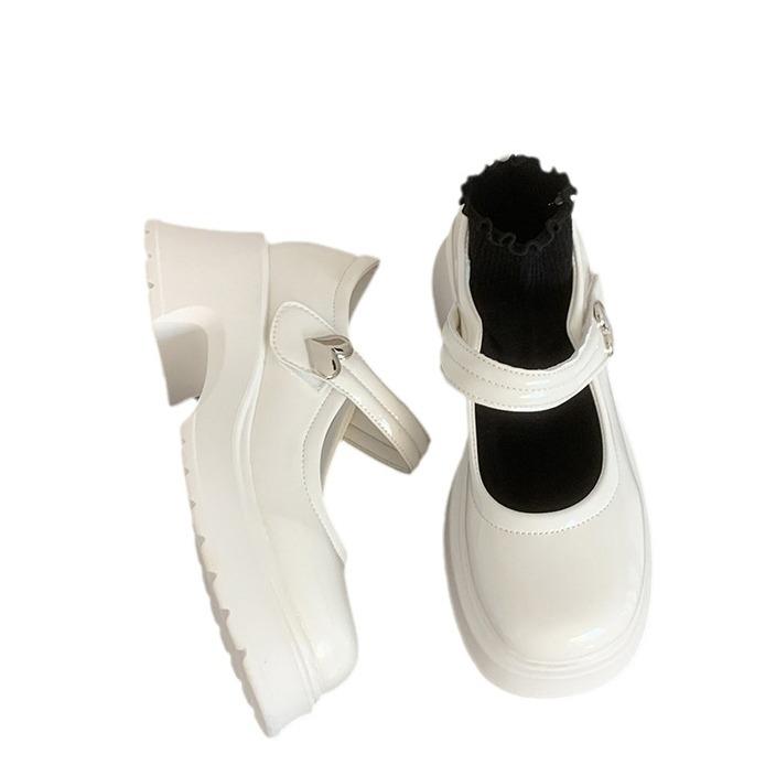 Белая юбка французская завышенная платформа маленькие кожаные туфли женские 2025 новые летние универсальные легкие туфли Мэри Джейн одинарные