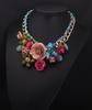 Crystal Short Gemstone Flowers Colored Clavicle Necklace Woven Womens Accessories