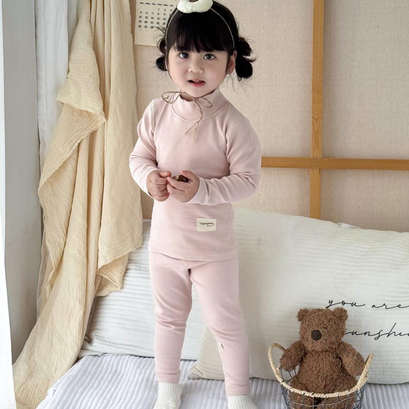 Детский термокомплект с высоким воротом - Чесаный хлопок, Утепленный, для мальчиков и девочек