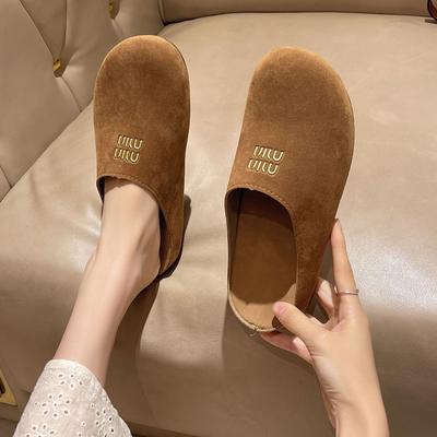 2025 весна новая сумка голова полушлепанцы женские туфли на одной педали повседневные туфли с внутренней высотой на низком каблуке женские туфли