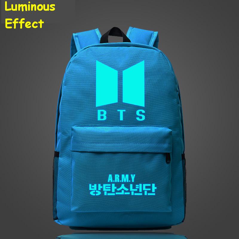 Bts Kpop Bangtan Boys Luminous Backpack Fashion Nylon Shoulder Travel Bag School