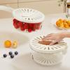 New Drain Basket with Lid Fruit Rice Washing Drain Basket with Handle Refrigerator Storage Bowl Home Kitchen Organizer Rice Bowl