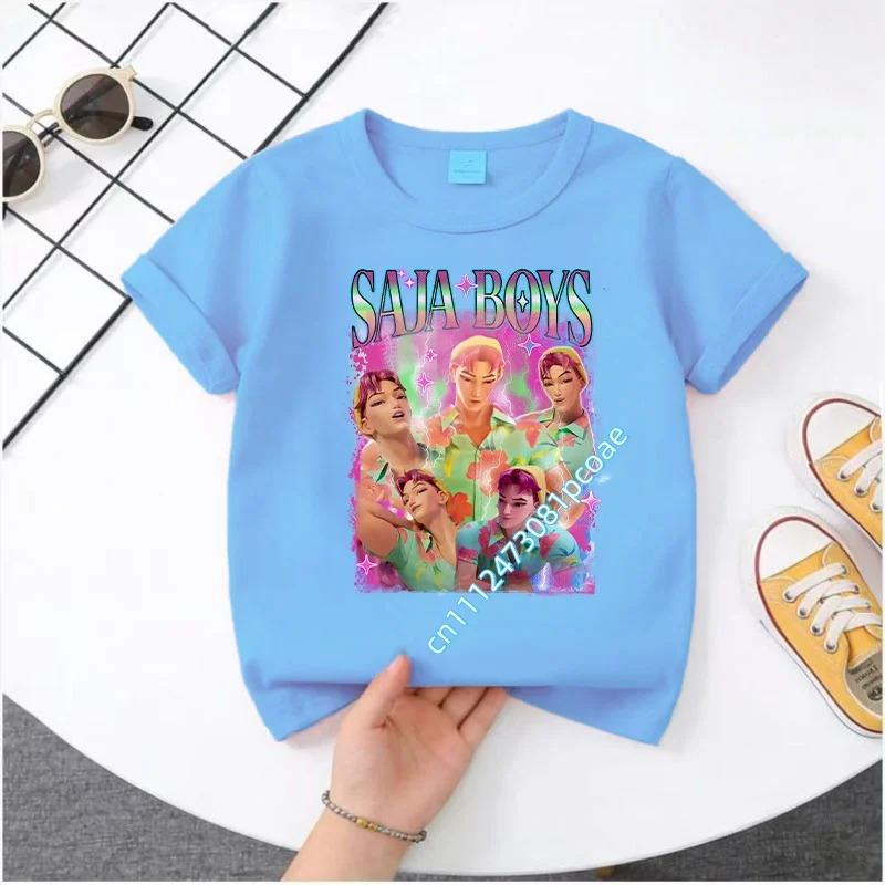 2026 New K-POP Saja Boys Print Short-Sleeved Spring Summer Clothing for Boys and Girls Cute Cotton T-shirt for Boys and Girls