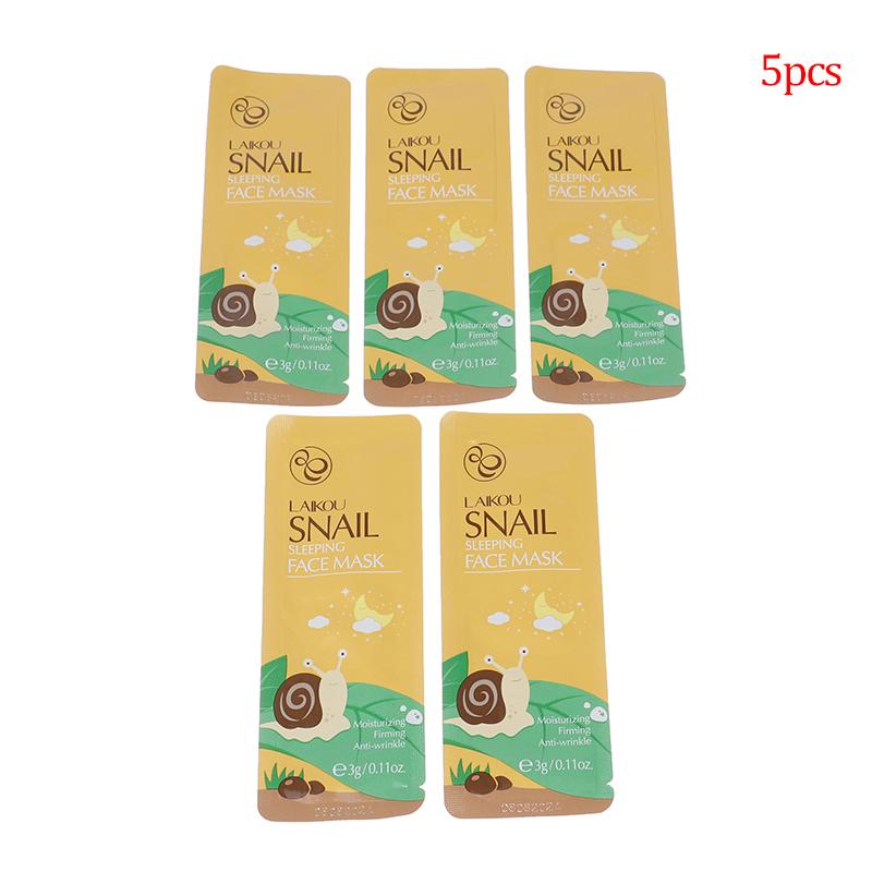 5Pcs Snail Face Mask No Washing Portable Travel Anti Wrinkle Moisturizing Mask