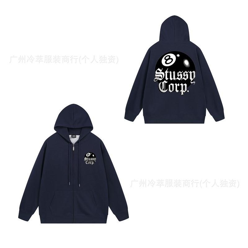 Unisex Hooded Zip-Up Fleece-Lined Sweatshirt With Letter Print Loose Fit Cotton Long Sleeve Men Women
