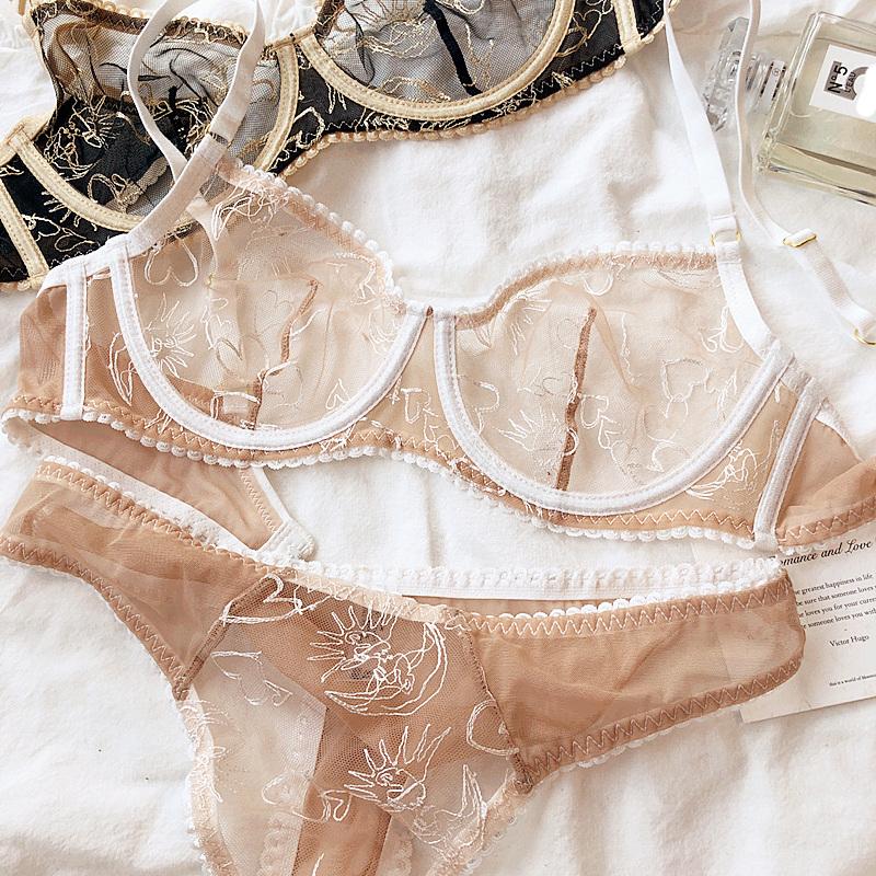 1 Set/Seamless Women Underwear Set Sexy Push Up Bra Ice Silk Breathable Wireless Detachable Padding Bras Backless Cross Lingerie