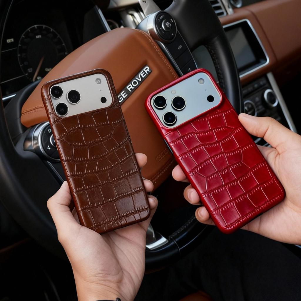 Премиальный Магнитный Чехол-Книжка из Кожи с Узором под Крокодила Для iphone 17 Pro Max 16 15 14 13 12 11 Для Magsafe Полностью Оборачивающийся PU Задняя Крышка