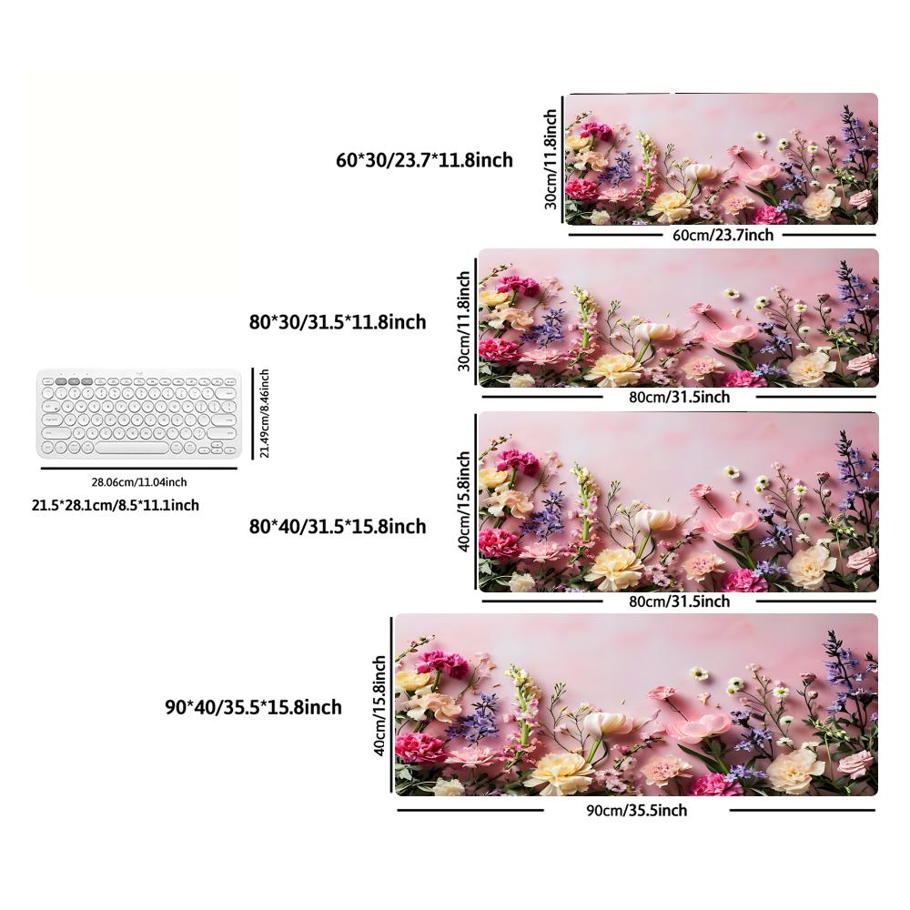 Aesthetic Floral Flower Large Gaming Mouse Pad XXL Botanical Desk Mat Non-Slip Rubber Keyboard Mat PC Gamer Office Desk Pad