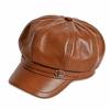 Octagonal Beret Hat Metal Buckle Strap Octagonal Cap Vintage Baker Boy Cap  For Women