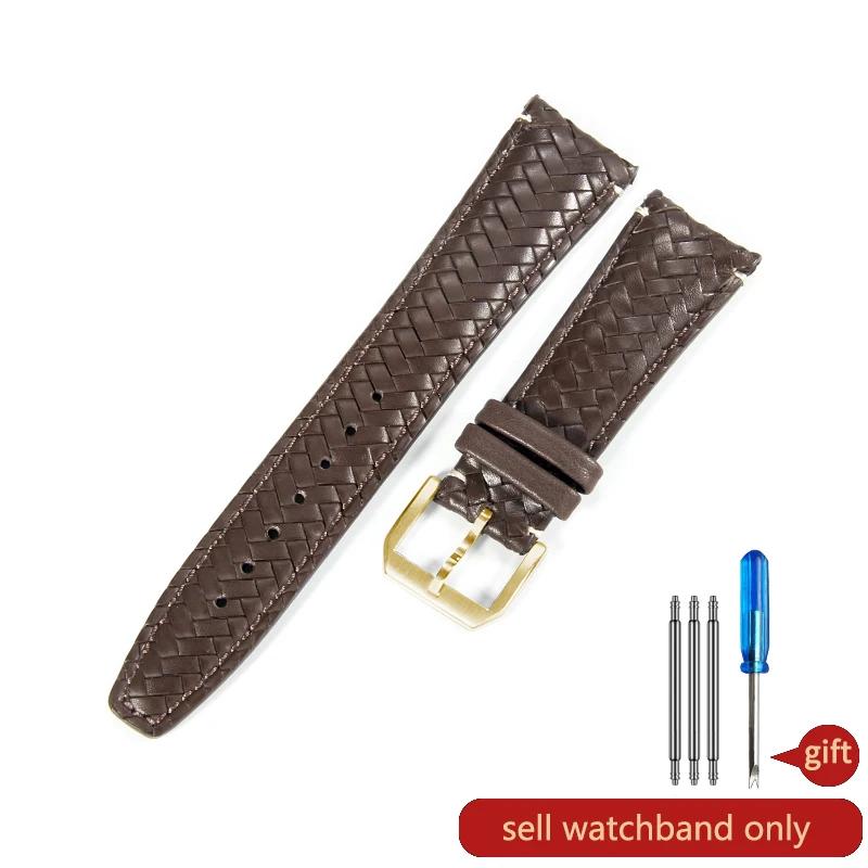 Для IWC Portuguese Series IW503312 IW500713 IW371614 Эластичные Водонепроницаемые Влагостойкие Плетеные Ремешки из Натуральной Коровьей Кожи 20 22 мм