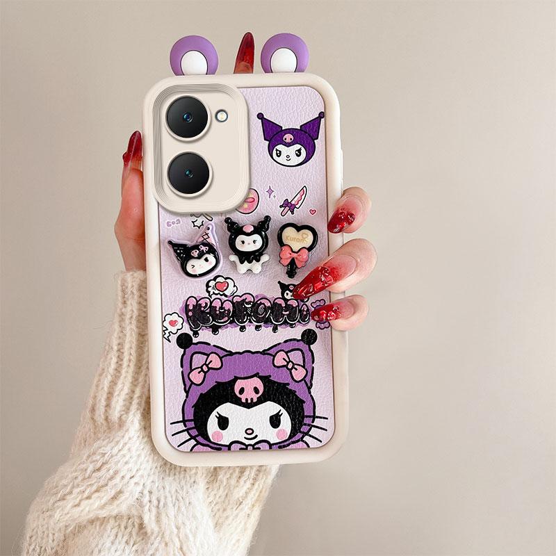 KEYSION Милый чехол с 3D-мультяшным изображением уха для VIVO Y03 Y03t с браслетом, мягкий силиконовый противоударный чехол для телефона VIVO Y18 Y28s 5G