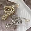 Hair Claw Musical Note Shape Faux Pearl Hair Clip Back Head Shower Hair Claw Decorative Hair Accessory