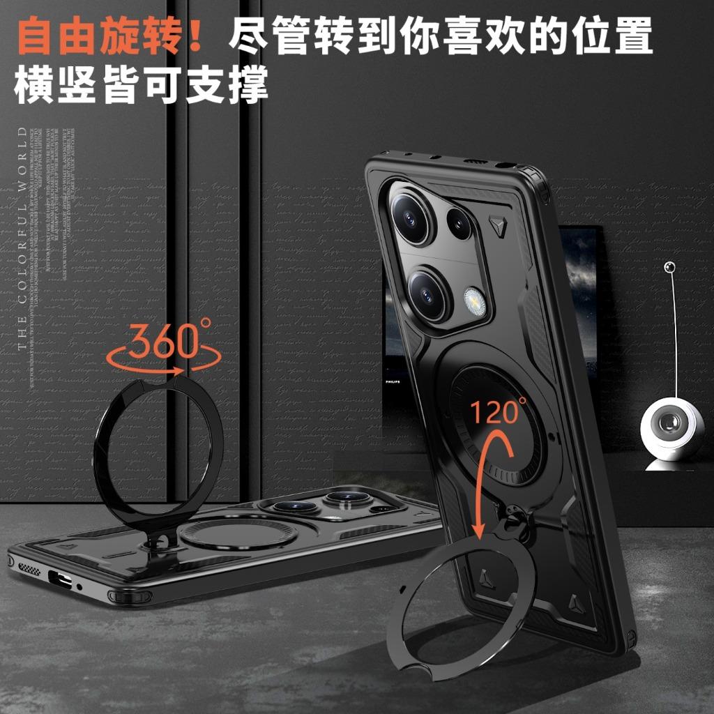 Чехол для телефона Magsafe для Xiaomi Redmi Turbo5 Max Turbo4 Note 13 14 15 Pro+ Plus 5G 14S 13R 360° Магнитное кольцо-держатель Чехол