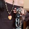 Maillard Bead Leopard Print Scarf Necklace, Fashionable and Versatile Necklace