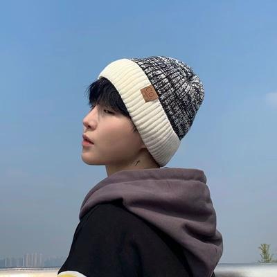 Шапка мужская зимняя вязаная шерстяная шапка утолщенная влажный бархат теплая ветрозащитная зеленая зимняя мужская холодная хлопковая шапка