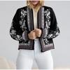 Retro Fashion American Button Cotton Coat Women Autumn Winter Printed Patchwork Chic Elegant Clothes New Vintage Long Sleeved Casual Jacket