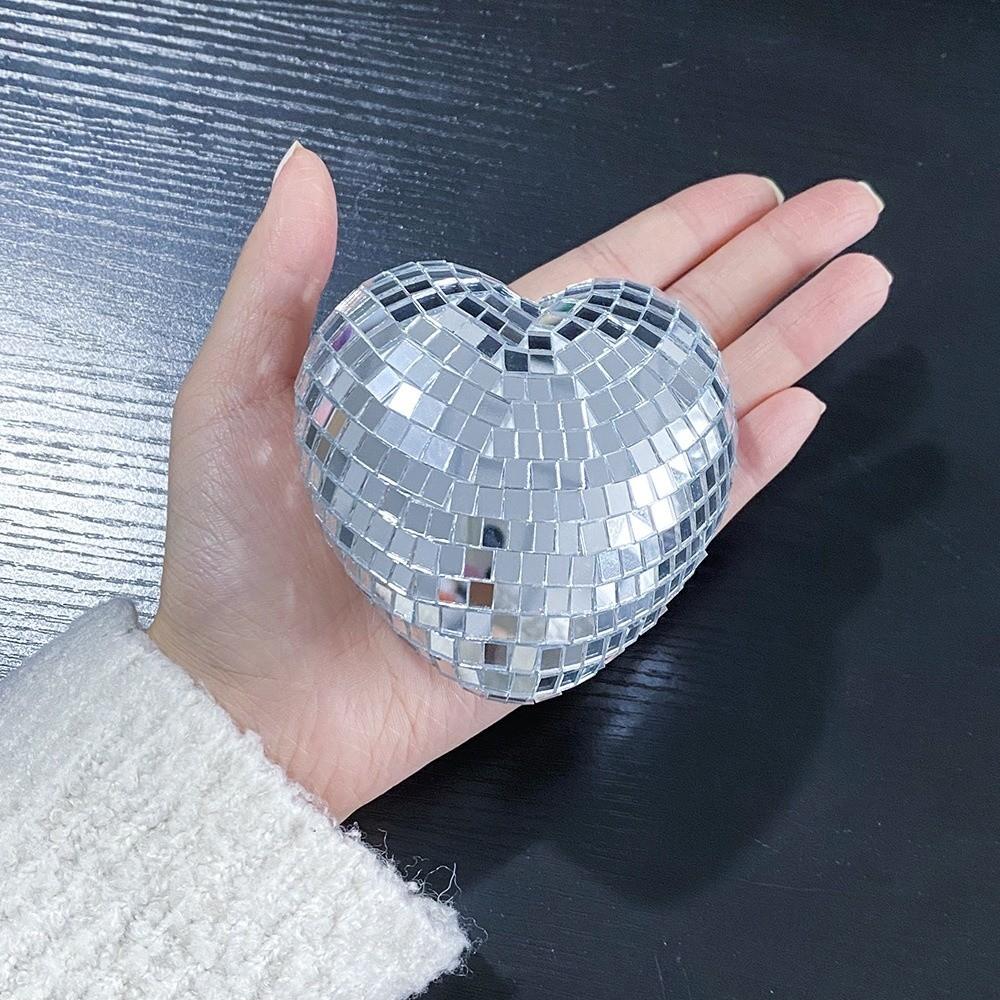 Lightweight Disco Ball Decorations Heart-Shaped Christmas Party Decorations Keys Chain