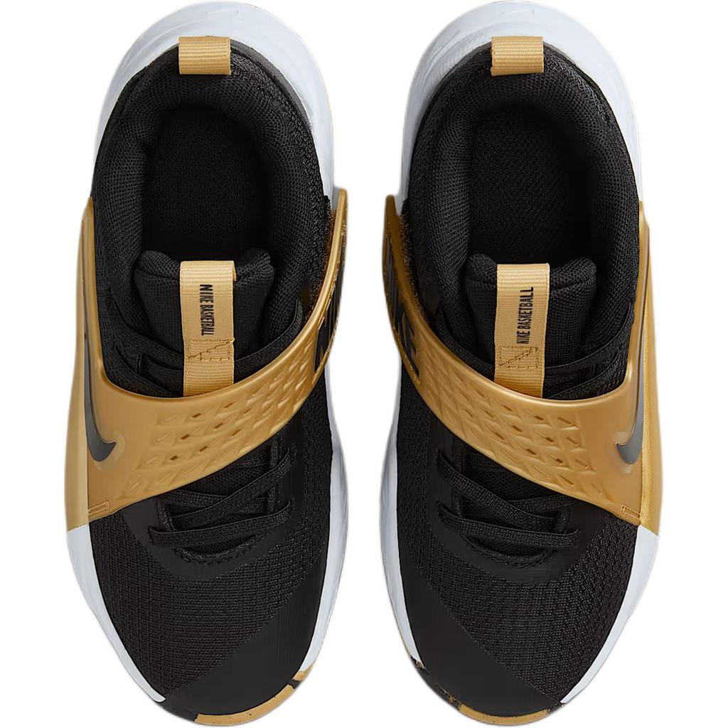 Nike Team Hustle D12 PS Black Metallic Gold Kids Sneakers White HF6280-003