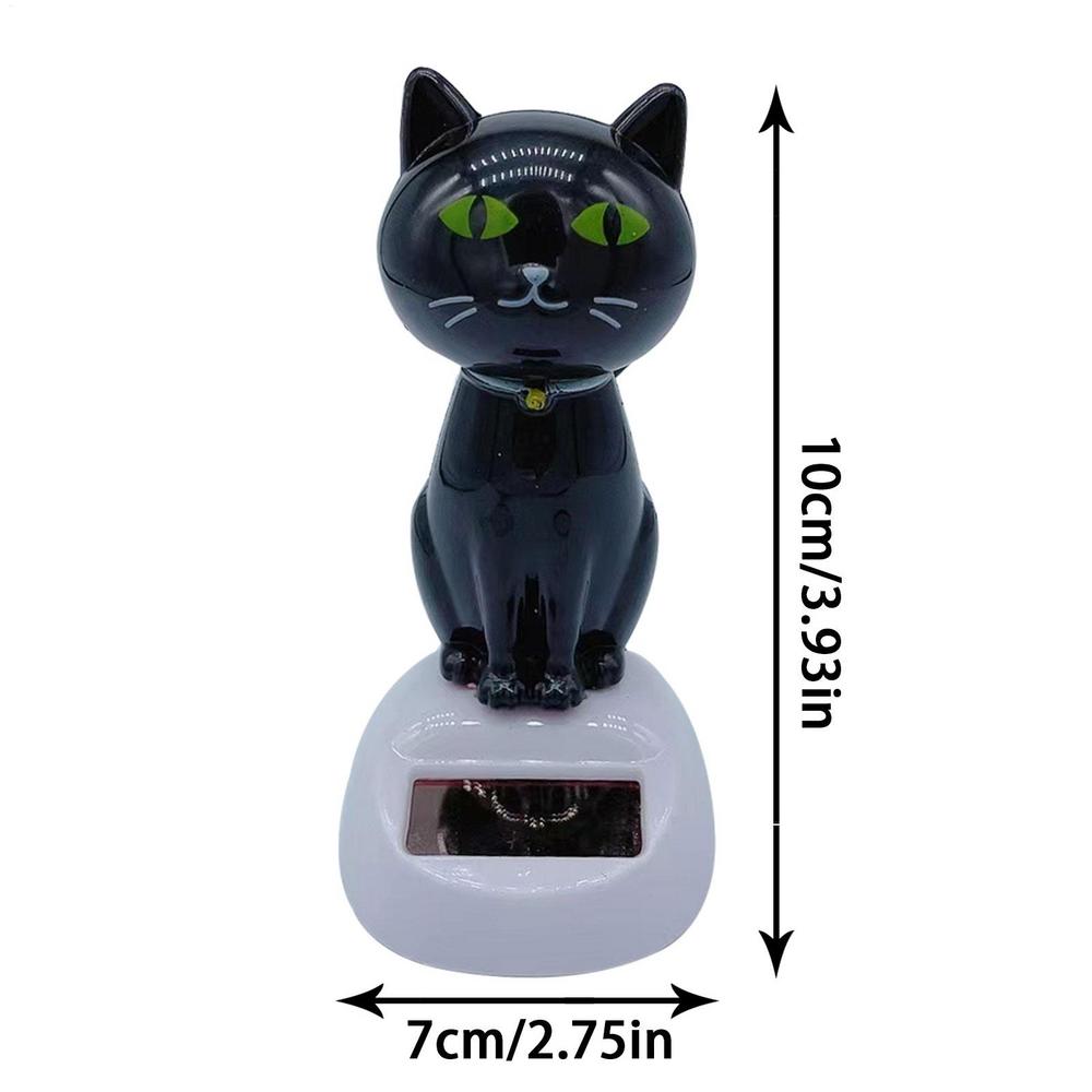 Bobble Head Cat Ornament Solar Powered Dancing Toy Shaking Head Dashboard Doll Solar Swing Doll for Car Interior Decoration