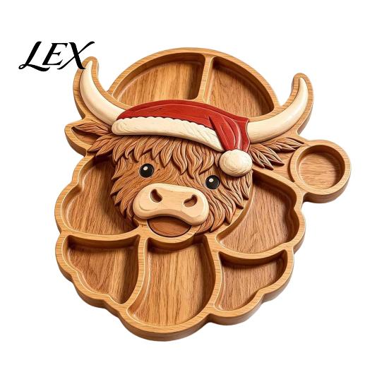 Appetizer Tray for Festivals Christmas Snack Serving Tray, Divided Holiday Platter, Cute Snowman/Tree/Penguin/Cow Shaped Table Decorations Food