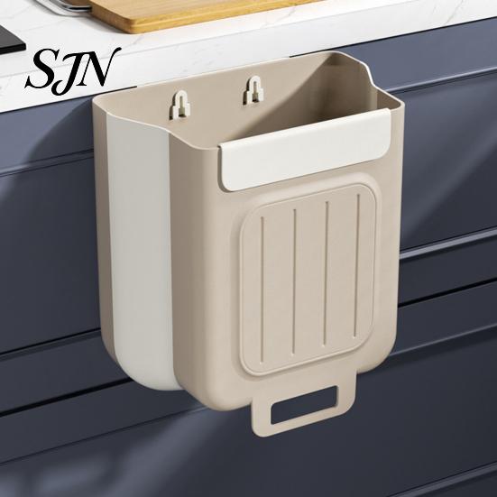 Hanging Kitchen Waste Bin Cabinet Mounted Trash Bin, Compact Garbage Can, Foldable Under Sink Basket Space Saving Container for Bathroom Office
