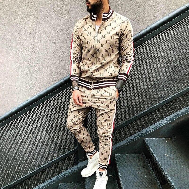 BB с буквенным цифровым принтом, модный мужской комплект, уличная одежда, уличный повседневный комплект, пальто на молнии, мужской топ, облегающие брюки